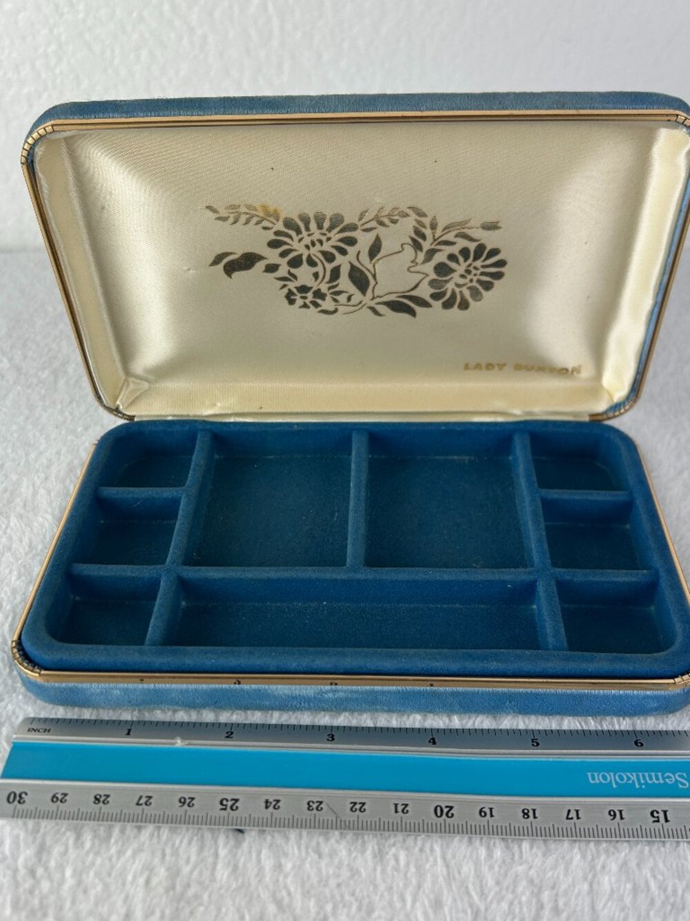 Vintage Lady Buxton Travel Jewelry Box Case Brown Velvet Beige Interior USA Made